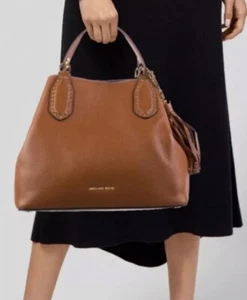 Bolso de Mano Michael Kors Brooklyn Grande de Cuero MARRÓN BELLOTA Correa con Ojales - Imagen 1 de 17