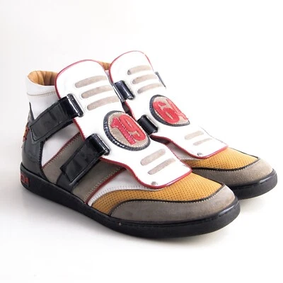 Dsquared2 high top sneakers Blanco Negro Cuero Naranja Ante Hombre US 10 Eu 43 - Imagen 1 de 4