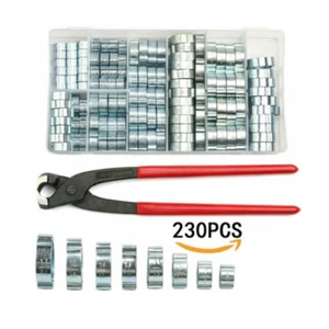 230Pcs 5-20mm Hose Clamp Double Ears Clamp Worm Drive Fuel +1PC Plier - Picture 1 of 5