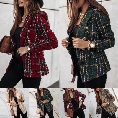 Women's Blazer Coat Shacket Jacket Ladies Slim Fit Formal Lapel Suit Spring AU ~ - Image 1 of 4