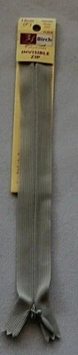   Birch  18cms (7") Smoke Grey Polyester Invisible Zipper - Image 1 of 2