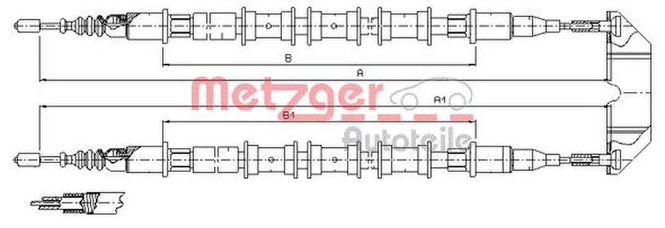 Freno De Estacionamiento De Cable Trasero METZGER Para OPEL VECTRA B - Imagen 1 de 1