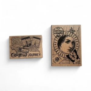 Hero Arts Rubber Stamp Womans Face Compass Butterfly Vintage Paris Travel Lot - Picture 1 of 9