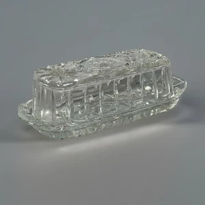 Anchor Hocking Star of David Cut Glass Butter Dish with Lid Vintage MCM - Picture 1 of 12