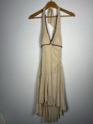 Vestido Vintage Años 90 Y2K Tabú Malla Brillante Halter Cuello Cuentas Hada Cachicho Foto 1 de 4