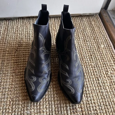 Botines de vaquero Free People para mujer de cuero negro bordados talla 40 Foto 1 de 4