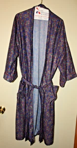 Bill Blass Morgenmantel Vintage Paisley Gürtel One Size Retro Loungewear Smoking Jacke - Bild 1 von 7