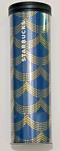 Vaso de viaje Starbucks 2017 azul dorado sirena escalas 16 floz usado. - Imagen 1 de 8