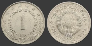 Coin Yougoslavie 1976 1 dinar - Picture 1 of 3