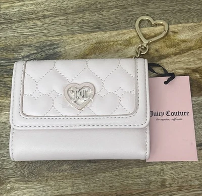 Juicy Couture Firma Logo Corazón Llavero Plegable Billetera Estuche para Tarjetas Rosa NUEVO Foto 1 de 4