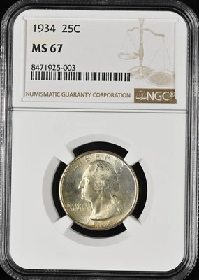 1934 Washington Quarter NGC MS-67 - Image 1 of 2
