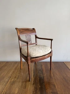 18th c French Directoire Fauteuil Armchair Fruitwood Antique Chapuis - Picture 1 of 11