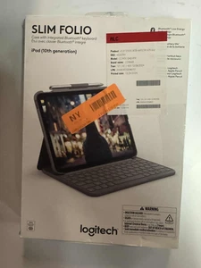 Logitech Slim Folio Gray New Wireless For iPad 10th Gen 920-011368 - Picture 1 of 2