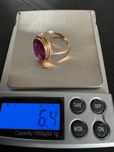 Hochwertige Goldring Edelstein  aus Nachlass  Roségold/ Rotgold 583 (585) UDSSR - Bild 1 von 9