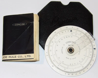 VTG 1960s CONCISE CIRCULAR SLIDE RULE No 28! CONVERSION TABLES/POUCH/INSTR/JAPAN - Image 1 of 4