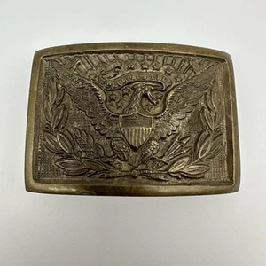 Vintage Belt Buckle E Pluribus Unum Military Civil War Eagle Officer SOLID Brass - Picture 1 of 10