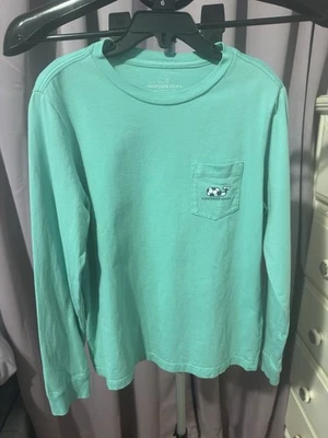 Vineyard Vines Child's Mint Green Whale Logo Print Long Sleeve Tee Sz 7 - Image 1 of 4