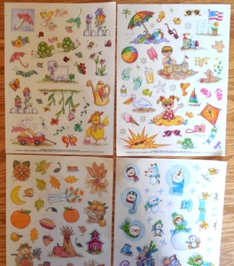 NEW  Lot of 4 Sheets of Current Inc. Stickers "Children Four Seasons"   8.5x11.5 - Picture 1 of 4