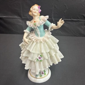Vintage Volkstedt Dresdner Spitze Porzellan Figur - Ballerina - Bild 1 von 12