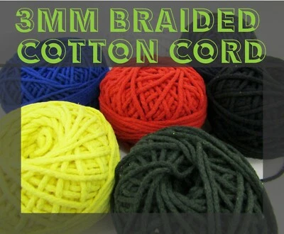 HAB&FAB Braided Cotton Cord Cotton String 3mm Drawstring Cord Macrame Cord Rope String