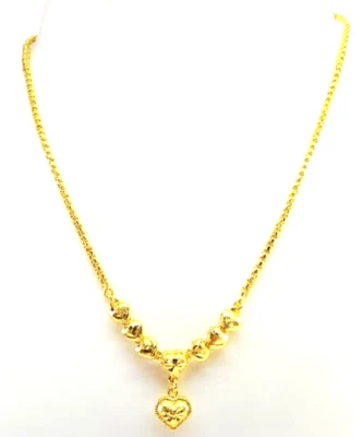 Hearts 22K  24K Dangle Jewery Pendant Charm Necklace Gifts Yellow Gold Plated - Image 1 of 4
