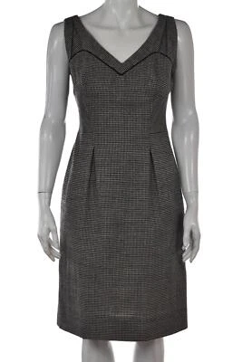 Diane Von Furstenberg Dress Size 8 Black Beige Sheath Knee Length Wool - Image 1 of 4
