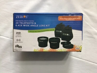 ZEIKOS-2X Telephoto & 0.45X Wide angle Lens Kit,PHD DIGITAL CAMERA & DSLR CAMERA - Image 1 of 4