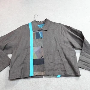 Farley Farley Womens Jacket Medium Brown Linen Made Art to Wear Lagenlook - Picture 1 of 9