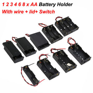 1-8 x AA Battery Holder Box Case Connector Open or Enclosed With Switch 4.5V/12V