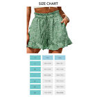 (Green M)Shorts Summer Print Loose Casual High Waist Belt Pocket Shorts HG5