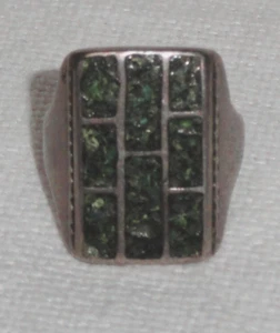 Vintage Herren Ring ~ Indianer ~ Malachit Inlay ~ Größe 9,5 - Bild 1 von 9