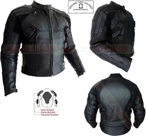 CHAQUETA DE CUERO DE MOTOCICLETA MOTO BLINDADA NEGRA ESTILO DEADPOOL PARA HOMBRE - Imagen 1 de 4