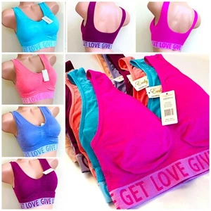 Pack Of 3-6 Women's Seamless Sports Bras Comfort REMOVABLE pad Wireless Vest Bra - Picture 1 of 13