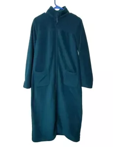 LL Bean Morgenmantel Damen klein smaragdgrün weiches Fleece lang durchgehender Reißverschluss Winter - Bild 1 von 12