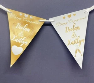  Personalised Engagement Bunting Banner Rose Gold - Picture 1 of 2