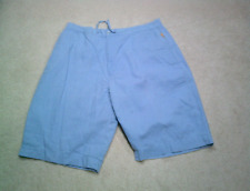 Vintage Mecca Linen Shorts Mens 36 Blue Linen
