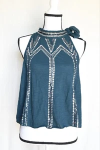 Neu mit Etikett Free People Pailletten-Tanktop Oversize Bohemian fließend dunkeltürkis Small - Bild 1 von 10