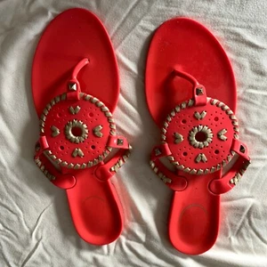Jack Rogers Shoes Womens 9 Flip Flop Jelly Sandals Bright Hot Pink Salmon Beach - Picture 1 of 8