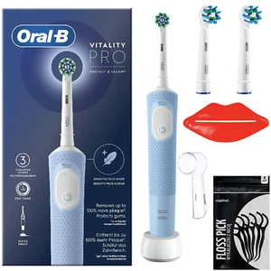 NUOVO Oral B Vitality Pro 103D Blu Spazzolino Elettrico Set di 3 Spazzolini d... - Foto 1 di 5