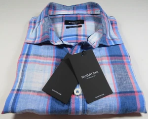 Bugatchi Riviera Mens Pure Fine Linen Plaids Checks Casual Shirt XXL 2XL NWT NEW - Picture 1 of 16