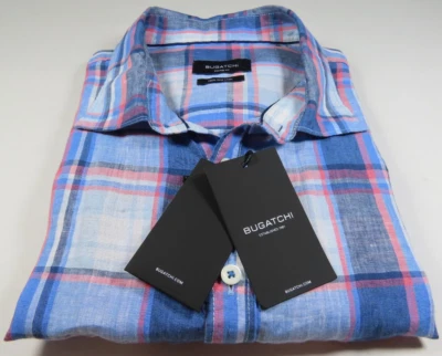 Bugatchi Riviera Mens Pure Fine Linen Plaids Checks Casual Shirt XXL 2XL NWT NEW - Image 1 of 4