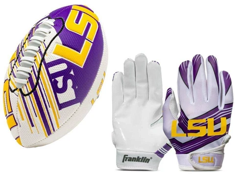 LSU Tigers Kids NCAA Spacelace Air Tech Mini Football & Gloves Cover
