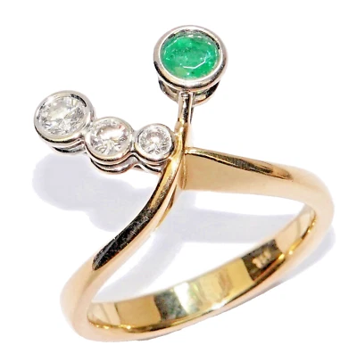 Ring Gold Smaragd 0,18ct. Diamanten 0,21ct. 750/18K Gr.54/17,2mm änderbar - Bild 1 von 4