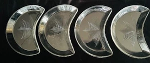 Vintage Pressed pattern Glass  Set of 4 half moon salad dishes - Picture 1 of 6