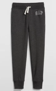 Gap Boys Fleece Joggers Logo Sweatpants Size XL Gray Charcoal Drawcord ~ New - Picture 1 of 7