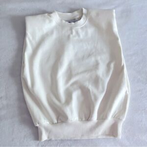 New Weekday Women's Kai Sleeveless Off White Ivory Sweatshirt Size XS NWT Cotton
