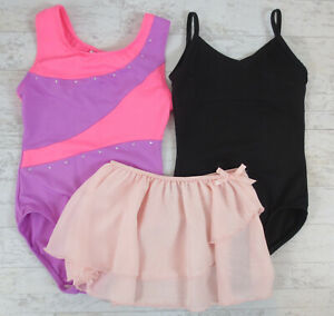 LOT Freestyle Danskin Now Leotards Dance Skirt Girls Size 7/8 Medium Pink Purple