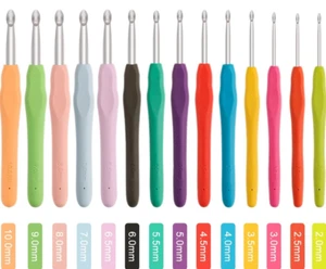 14 Pcs Crochet Hooks Set Clover Amour Steel Pastel Ergonomic Easy Grip Bright - Picture 1 of 6