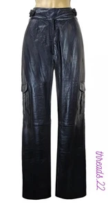 BNWT Karen Millen UK10 US6 Nappa Leather Cargo Trousers Black £379 - Picture 1 of 10