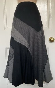 Per Una M&S Black & Grey Patchwork Panel Check & Pinstripe Skirt Size 14 (W34) - Picture 1 of 8